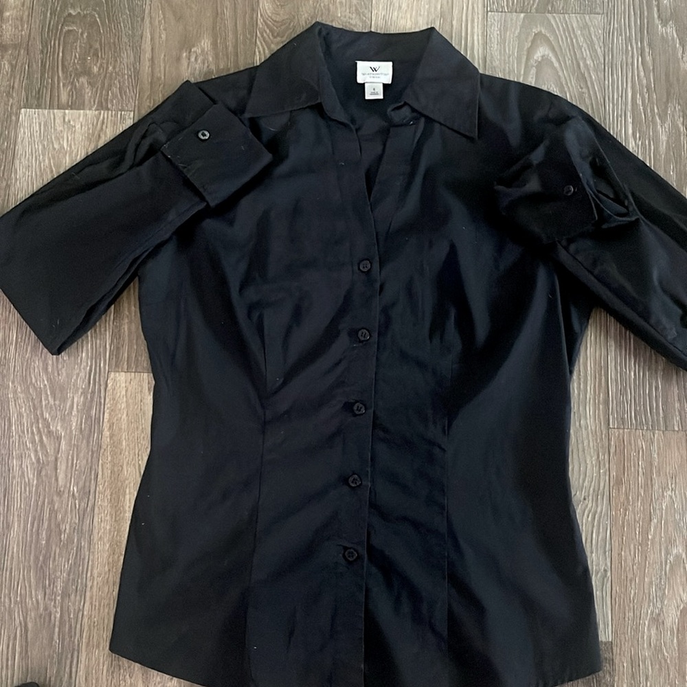 Worthington stretch women’s size 6 long sleeve button down shirt